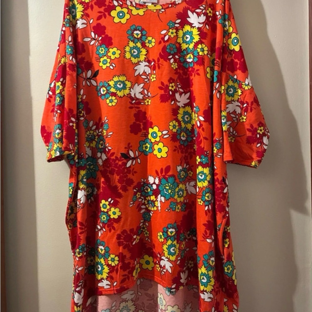 LuLaRoe Bold Orange Floral Tunic top
